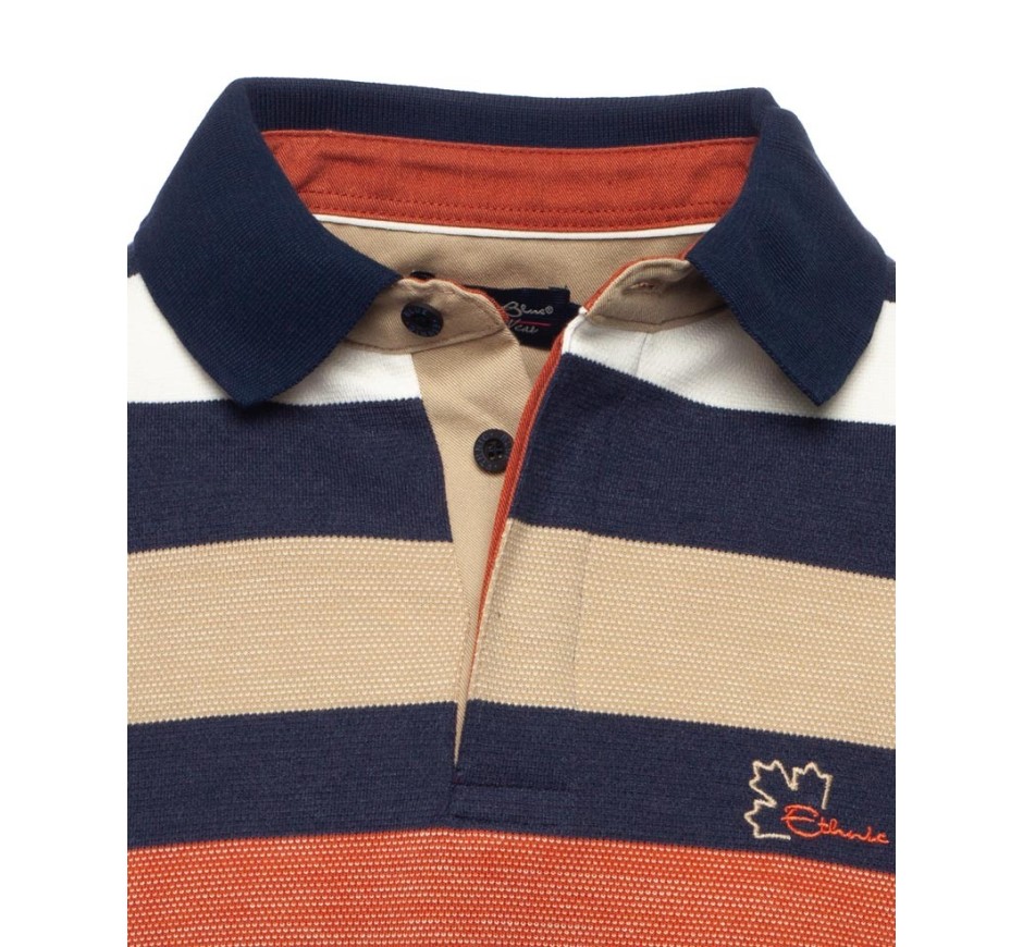 Men's Striped Polo Shirt 3XL/4XL | Ethnic Blue