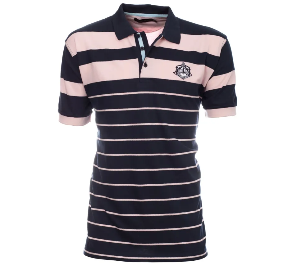 Polo piqué manches courtes rayé