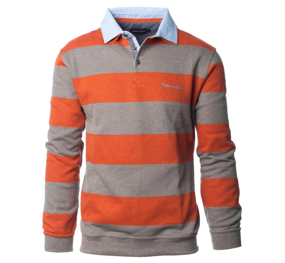 Striped Long Sleeve Polo