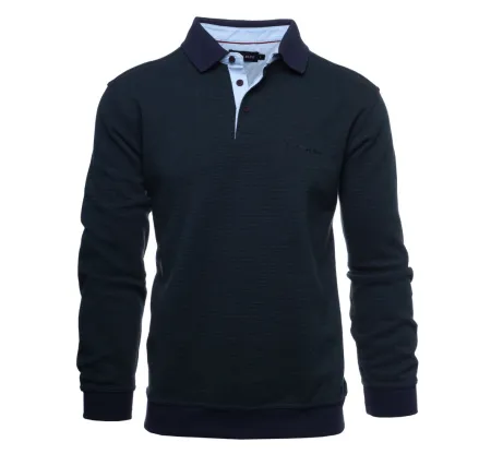 Polo homme maille nid d'abeille manches longues