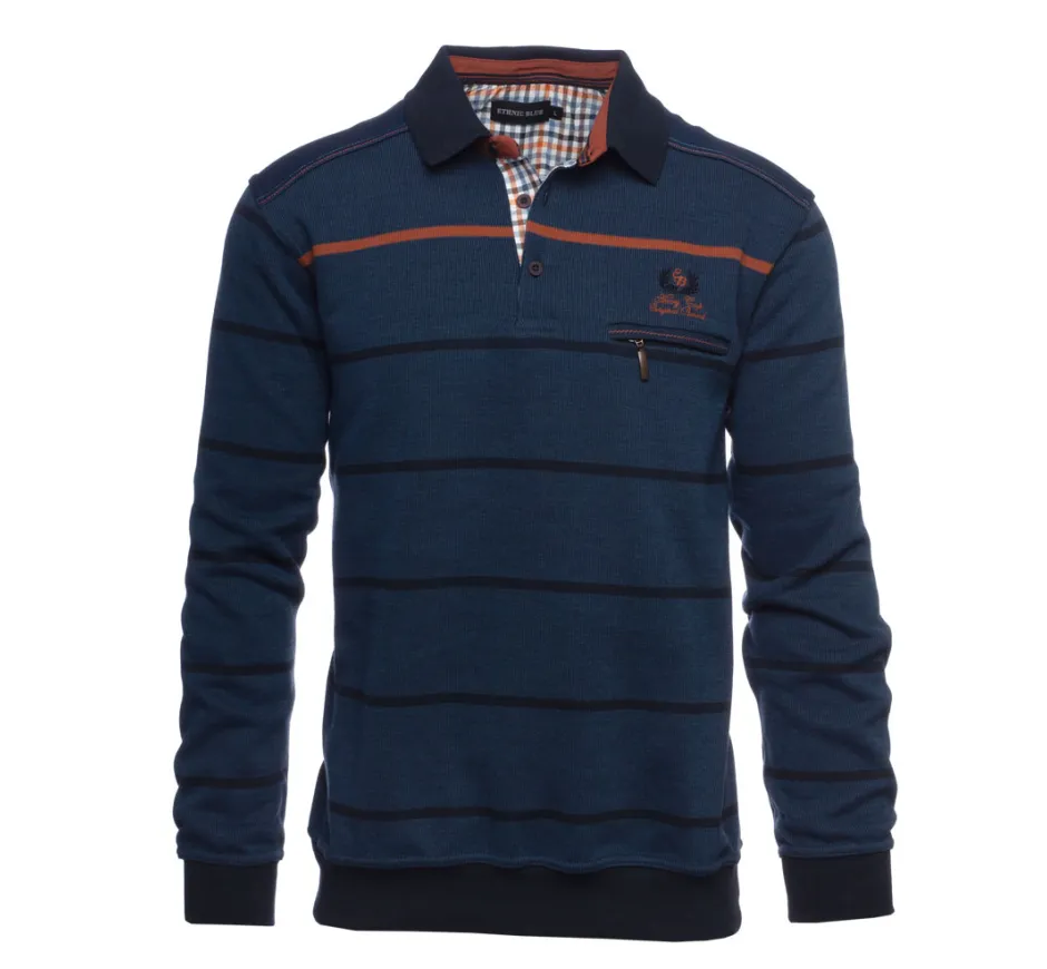 Polo INDIGO rayures ORANGE / MARINE