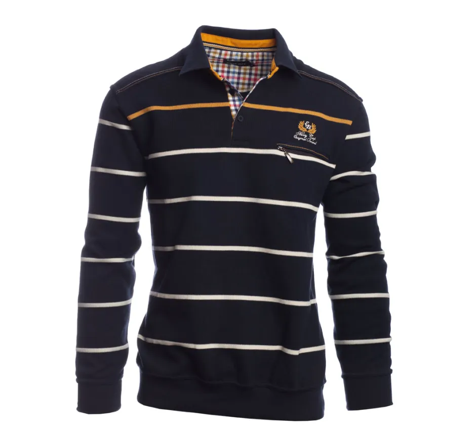 Polo rayé MARINE / BLANC / OCRE