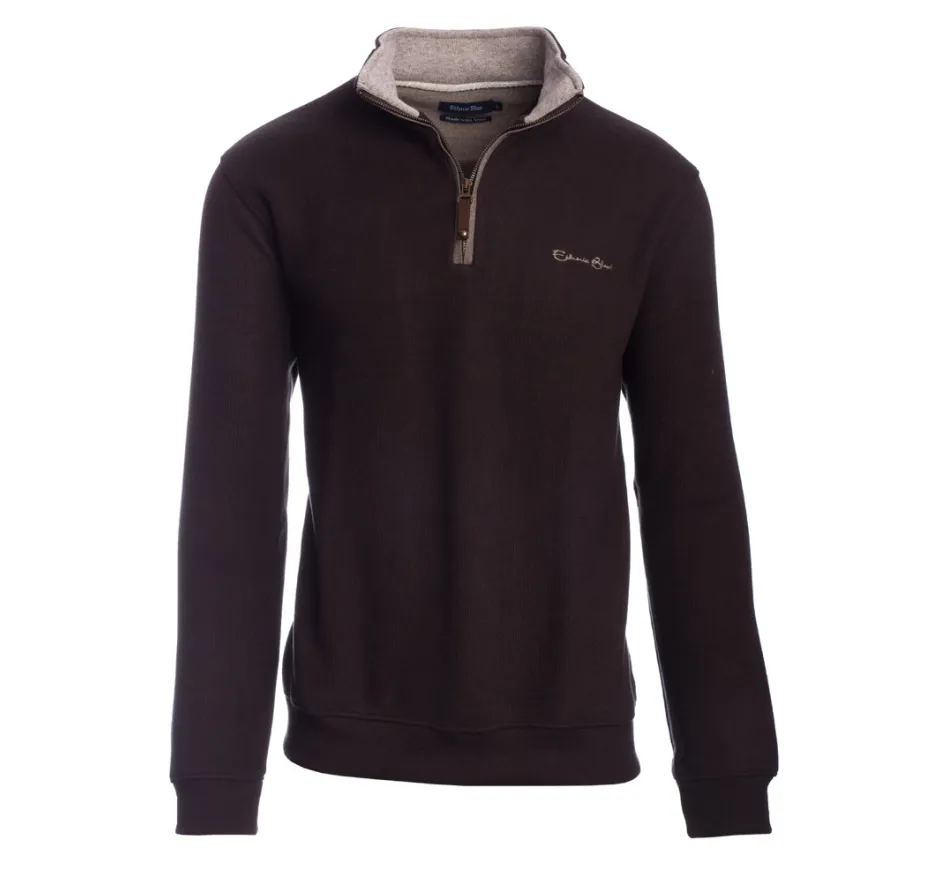 Sweat col zip uni MARRON PREMIUM