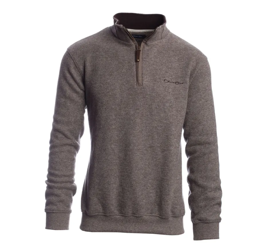 Sweat col zip uni CHATAIGNE avec LAINE