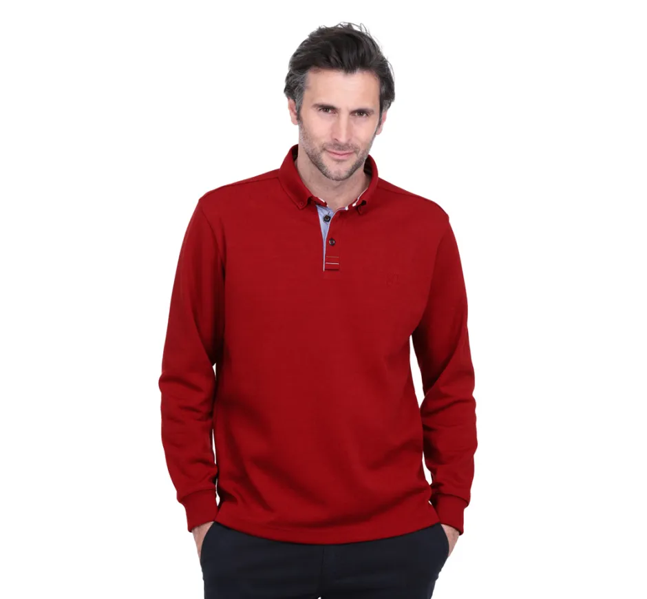 Polo uni manches longues CERISE