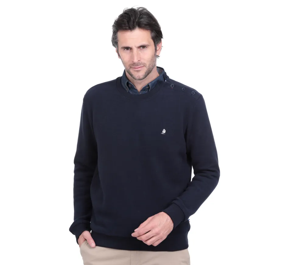 Sweat-shirt TOUCHER DOUX col rond fantaisie uni MARINE