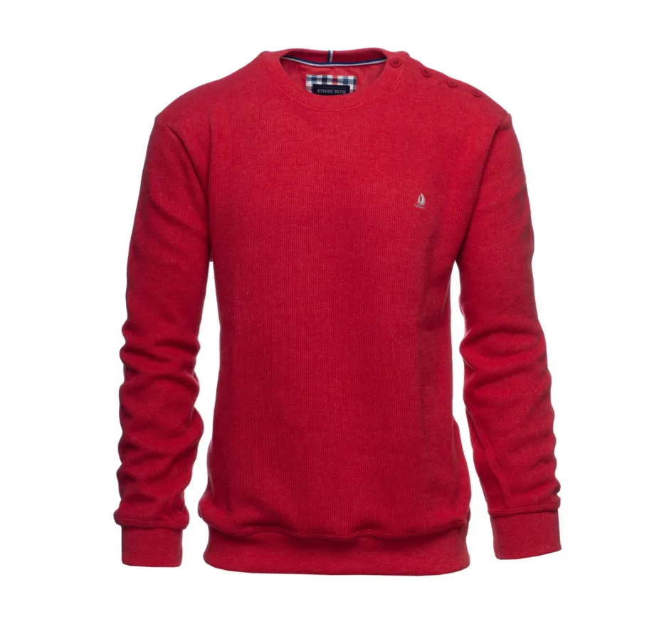 Sweat-shirt TOUCHER DOUX col rond fantaisie uni ROUGE