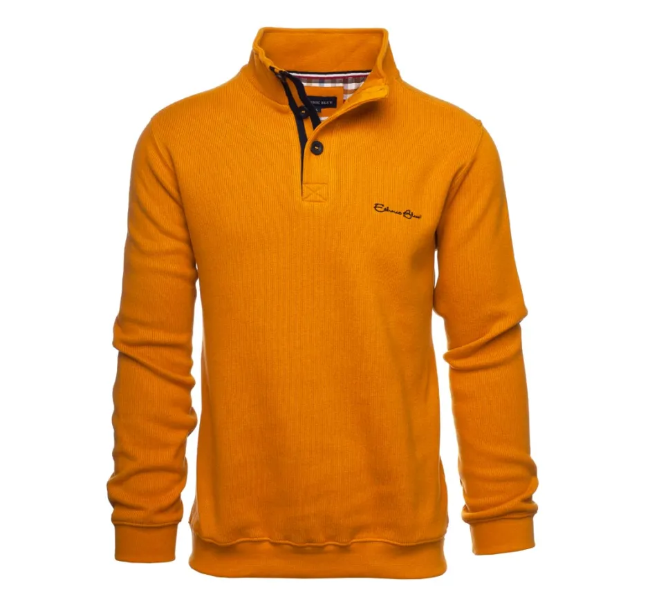 Sweat col boutonné uni OCRE