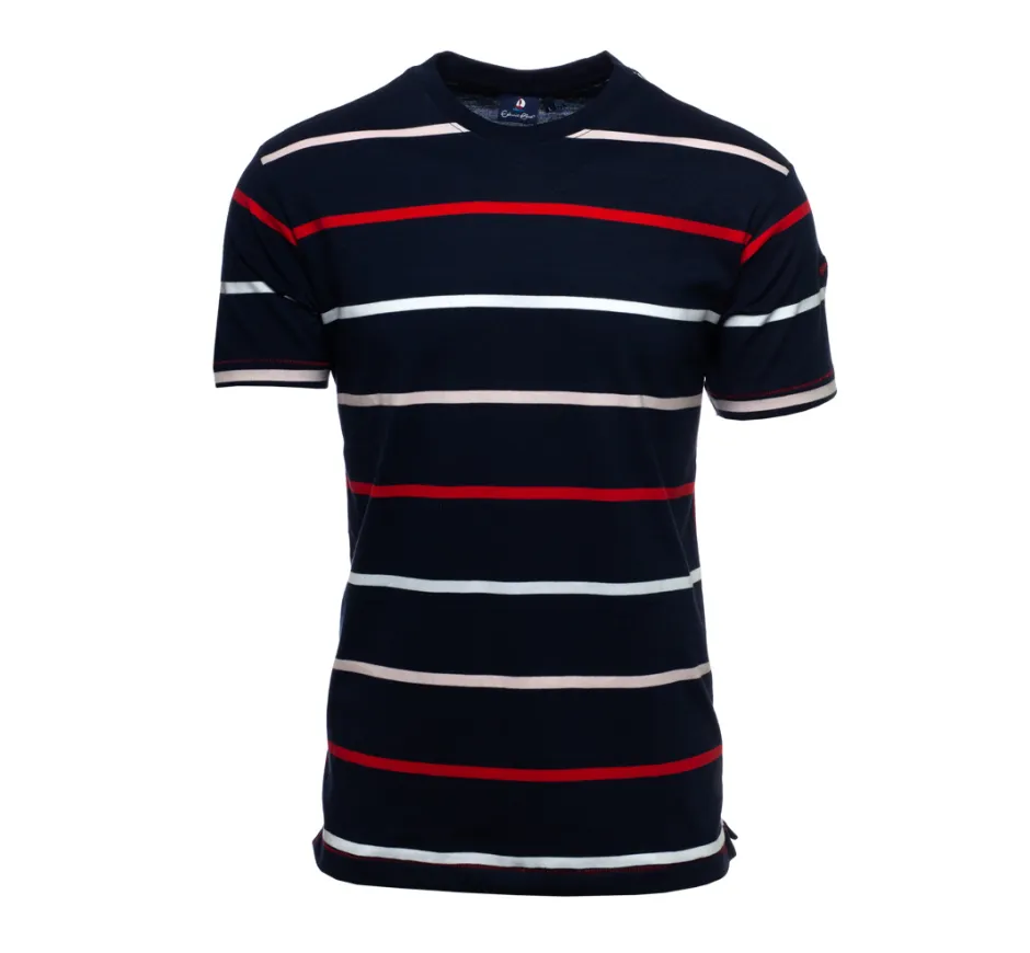 T-SHIRT rayé MARINE chiné