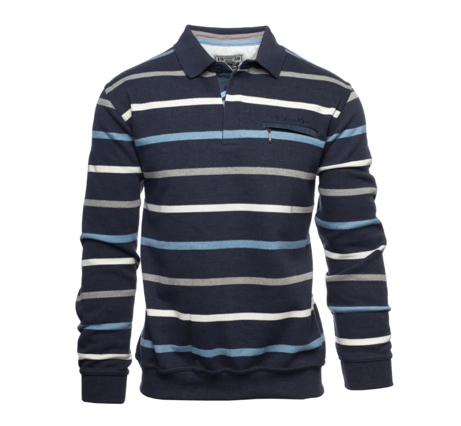 Polo bleu à fines rayures : Élégance et Confort
