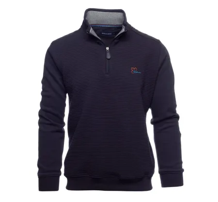 Sweat Col Zip maille Ottoman Marine