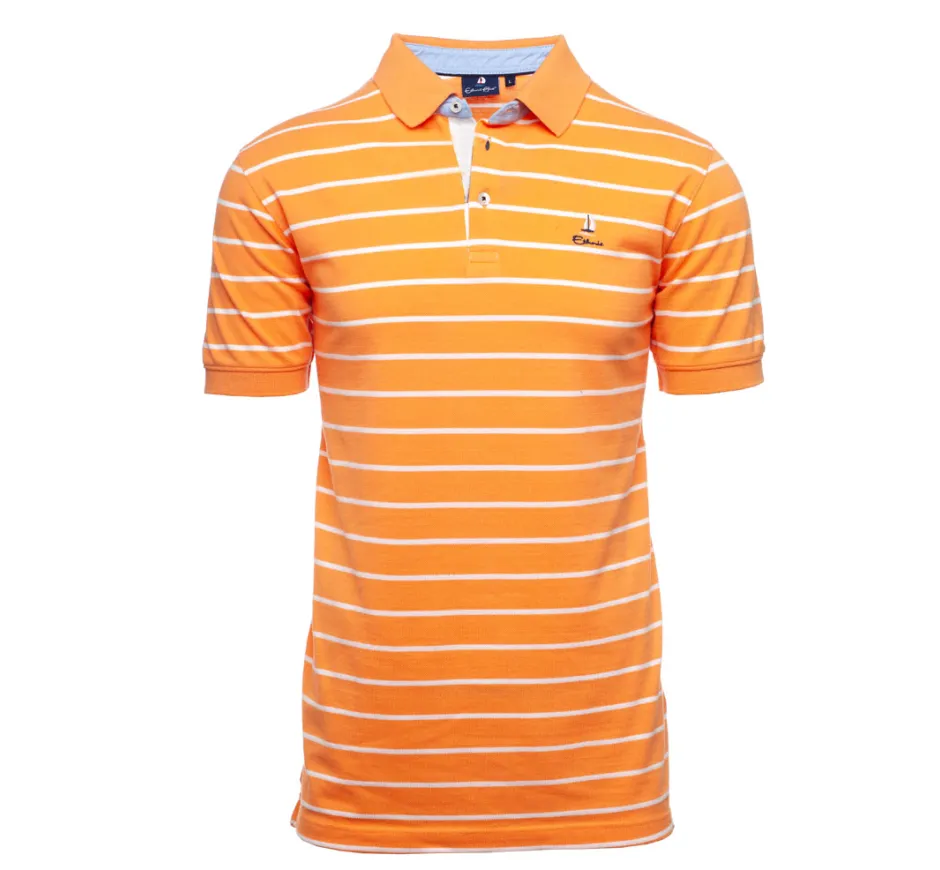 Polo piqué manches courtes rayé