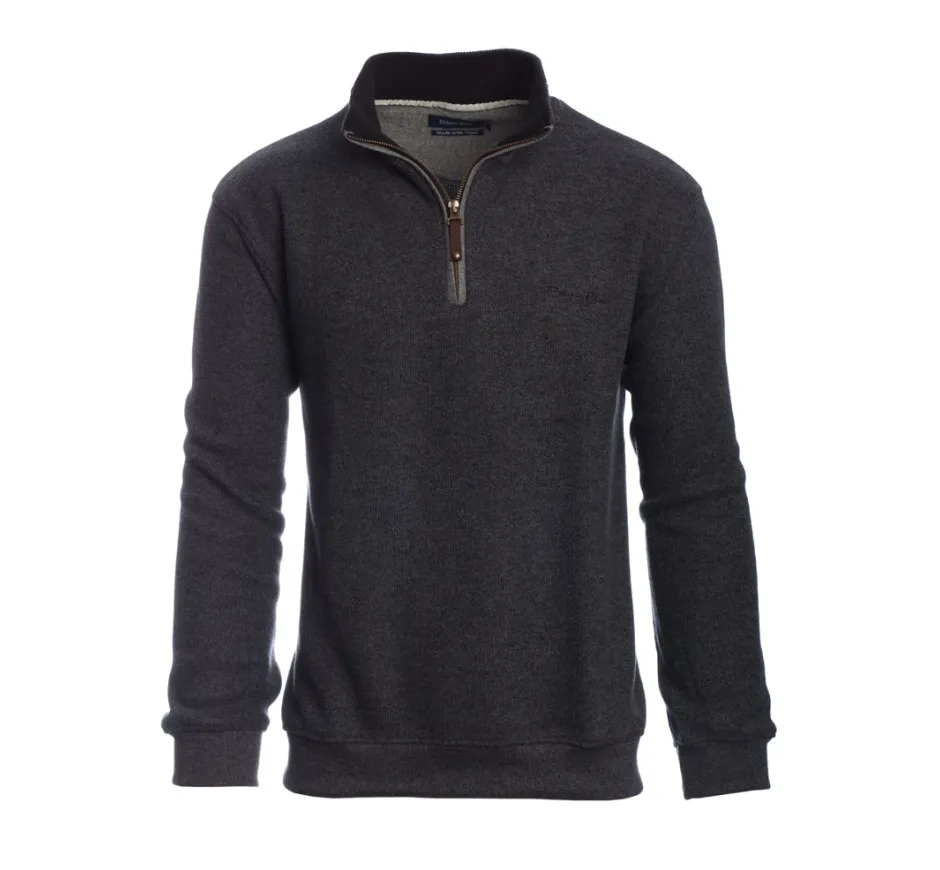 Sweat col zip uni ANTHRACITE maille PREMIUM