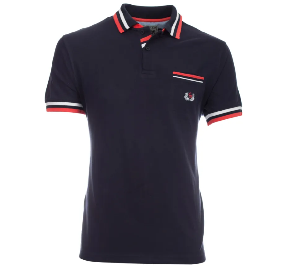 Polo Sportif MARINE en Maille Piquée 100% Coton - Fabriqué au Portugal
