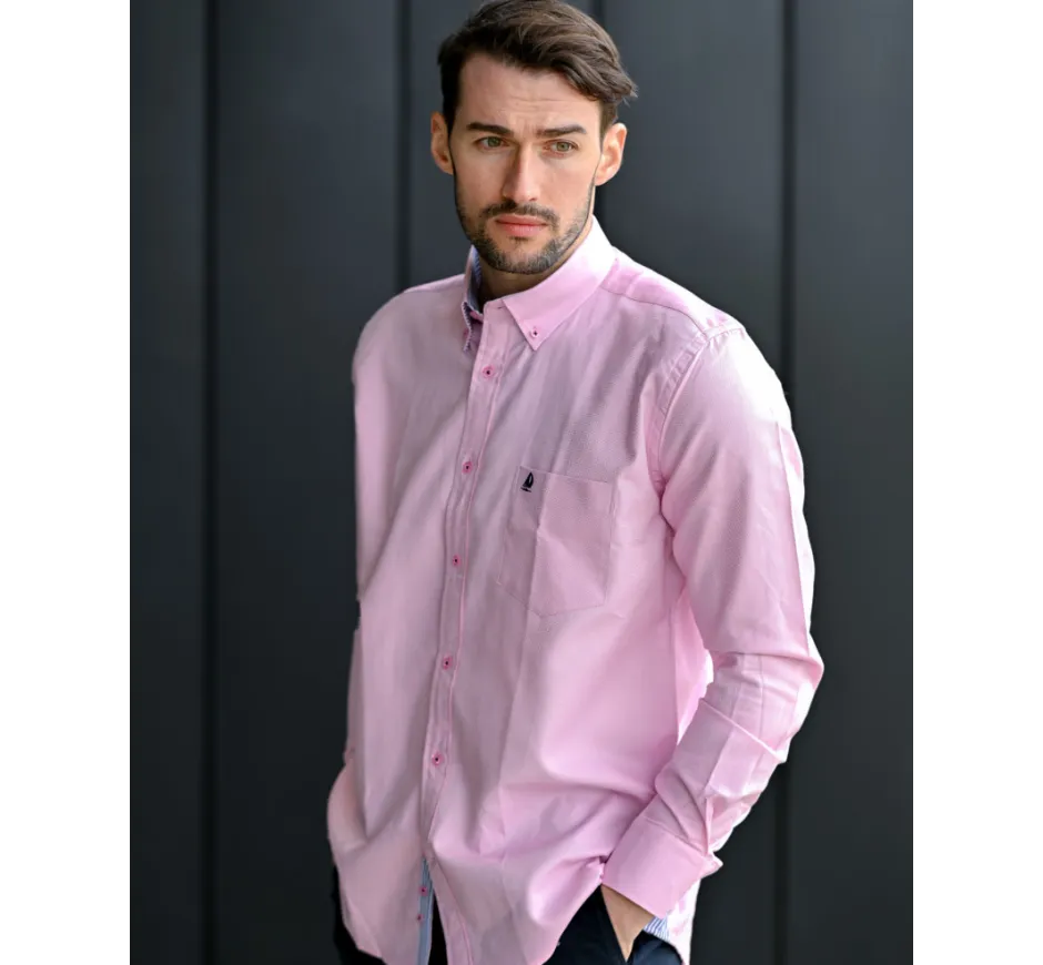 Chemise 100% COTON manches longues OXFORD ROSE