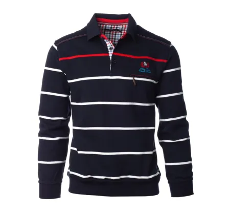 Polo rayé MARINE / ROUGE / BLANC