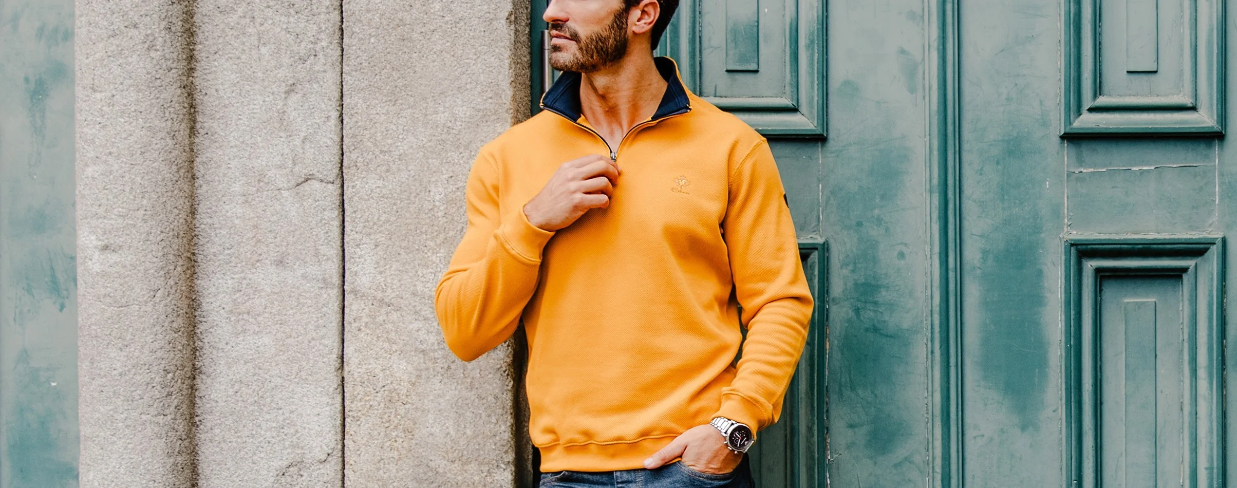 Men’s Zip-collar Sweatshirts - Made in Portugal | Ethnic Blue