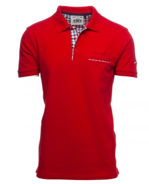 Short sleeve polo-shirt, RED piqu with pocket