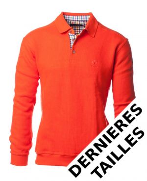 Long sleeve polo-shirt, soft touch CORAL ORANGE