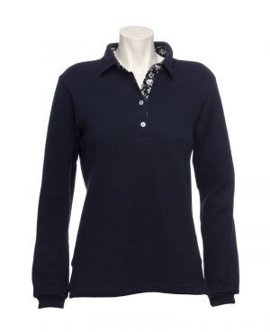 Long sleeve polo-shirt, soft touch NAVY