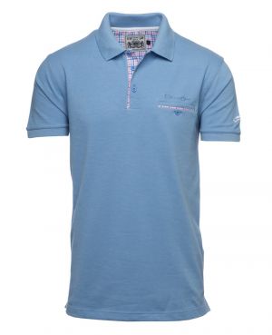Short sleeve polo-shirt, SKY BLUE piqu with pocket