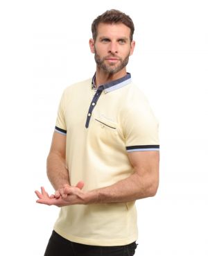 Short sleeve polo-shirt, YELLOW shirt collar pocket