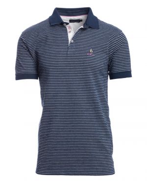 Short sleeve polo-shirt, BLUE / WHITE stripes