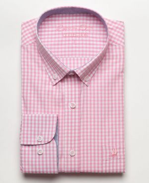 Pink Gingham Shirt in Cotton-Polyester Blend - Comfort & Easy Iron