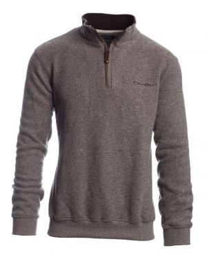 Zip neck sweater LIGHT BROWN with WOOL
