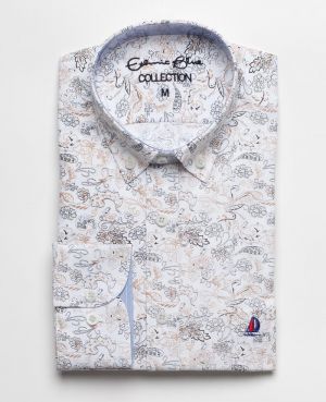 Long sleeve shirt, POCKET,fantasy print fabric