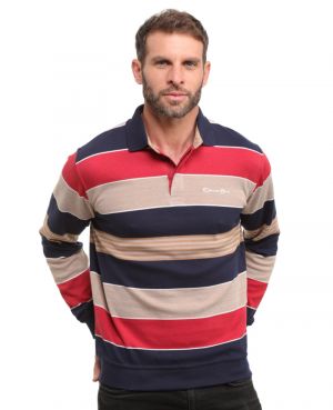 Polo ray maille lgre MARINE ROUGE BEIGE