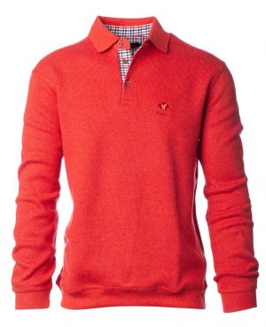 Long sleeve polo-shirt, soft touch BLOOD RED