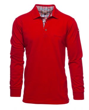 Long sleeve PIQUE polo-shirt, RED