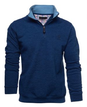 Zip neck sweater PIQU mesh ROYAL BLUE