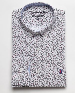 Long sleeve shirt, POCKET,floral print fabric
