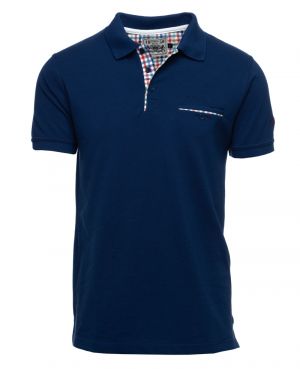 Short sleeve polo-shirt, DENIM BLUE piqu with pocket