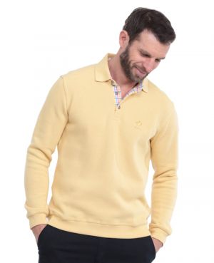 Long sleeve polo-shirt, soft touch LIGHT YELLOW