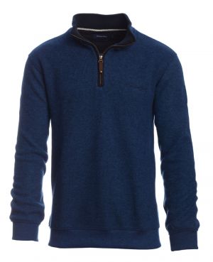 Zip neck sweater ROYAL BLUE with WOOL