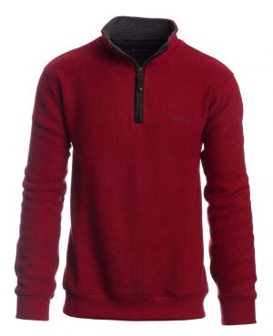Zip neck sweater RED with WOOL