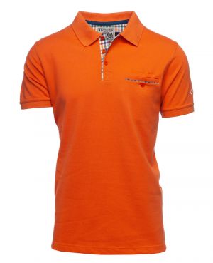Short sleeve polo-shirt, ORANGE piqu with pocket