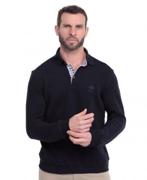 Long sleeve polo-shirt, soft touch NAVY
