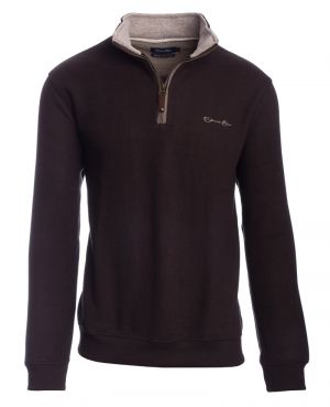 Zip neck sweater BROWN with WOOL