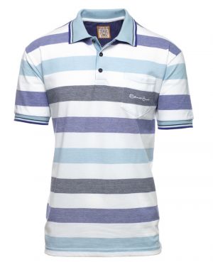 Short sleeve polo-shirt, WHITE with sky blue grey parma 3XL 4XL