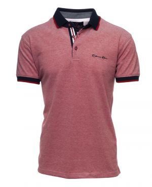 Short sleeve polo-shirt, RED melanged
