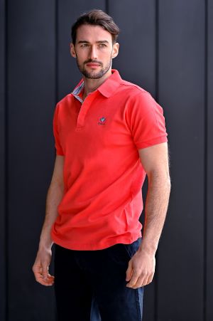 Short sleeve JERSEY polo-shirt CORAL