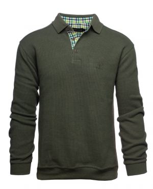 Long sleeve polo-shirt, soft touch TEAL GREEN