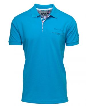 Short sleeve polo-shirt, OCEAN BLUE piqu with pocket