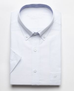 White short-sleeved shirt in Linen and Cotton Blend - Breathability and Easy Care
