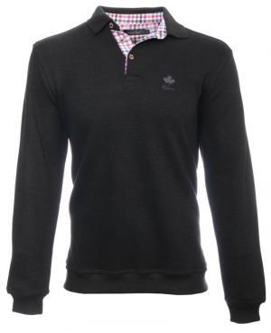 Long sleeve polo-shirt, soft touch BLACK