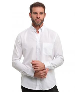 White Shirt in Linen and Cotton Blend - Breathability and Easy Care